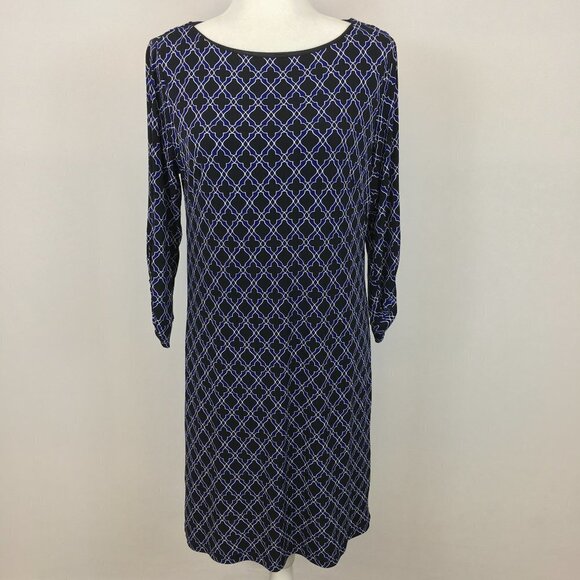 Laundry Shelly Segal Dress Black Blue Geometric - Picture 1 of 10